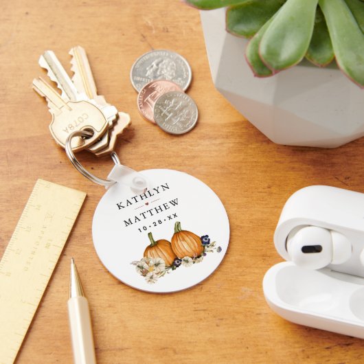 Rustieke Botanische herfst pompoen herfst bruiloft Sleutelhanger (Bureau)