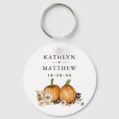 Rustieke Botanische herfst pompoen herfst bruiloft Sleutelhanger (Achterkant)