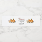 Rustieke Botanische herfst pompoen herfst bruiloft Waterfles Etiket (Enkel label)