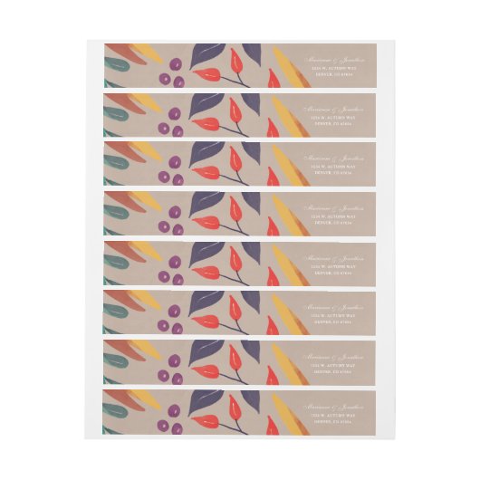 Rustieke Botanische Herfst Thema Retour Adreslabel (Vel)