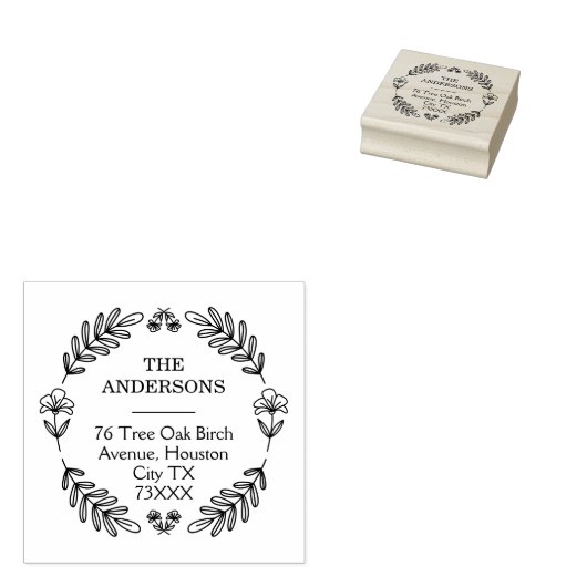 Rustieke Botanische Hout Art Stamp Rubberstempel (Gestempeld)