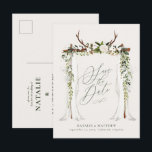 Rustieke botanische huwelijksfoliage save the date aankondigingskaart<br><div class="desc">Rustieke huwelijksfoliage botanische luifel save the date uitnodiging. Met prachtig waterverf loofwerk,  witte bloemen,  geweien,  dunne gordijnen en handgeschreven schrift. Deze moderne save the date voor je huwelijk zet de toon voor je aankomende bruiloft.</div>