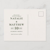 Rustieke botanische huwelijksfoliage save the date aankondigingskaart (Achterkant)