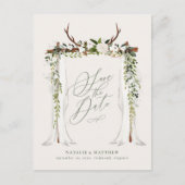 Rustieke botanische huwelijksfoliage save the date aankondigingskaart (Voorkant)