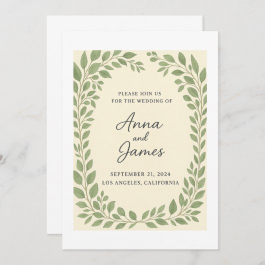 Rustieke Botanische Huwelijksuitnodiging – Eucalyp Kaart (Voorkant / Achterkant)