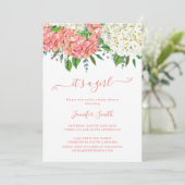 Rustieke Botanische Hydrangea Meisje Baby Shower Kaart (Staand voorkant)