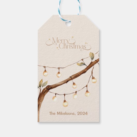 Rustieke Botanische Kerst Cadeaulabel (Achterkant)