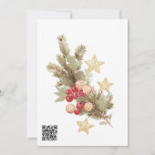 Rustieke Botanische Kerstfeest Uitnodiging QR (Achterkant)