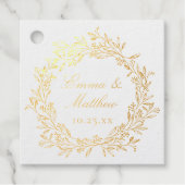 Rustieke Botanische krans Bruiloft Logo Monogram Bedankjes Labels (Voorkant)