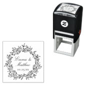 Rustieke Botanische krans Bruiloft Logo Monogram Zelfinktende Stempel (In situ)