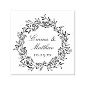 Rustieke Botanische krans Bruiloft Logo Monogram Zelfinktende Stempel (Design)