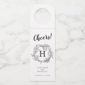 Rustieke Botanische Krans Elegante Trouwmonogram Flessenhanger (Voorkant)