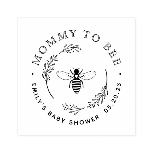 Rustieke Botanische krans Mama to Bee Baby shower Rubberstempel (Afrduk)