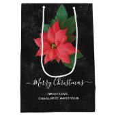 Rustieke Botanische Krijtbord Vrolijk Kerstmis Medium Cadeauzakje (Achterkant)