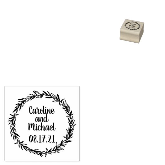 Rustieke Botanische Land Krans Bruiloft Custom Rubberstempel (Gestempeld)