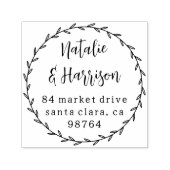 Rustieke Botanische Land krans Trouwadres Zelfinktende Stempel (Design)