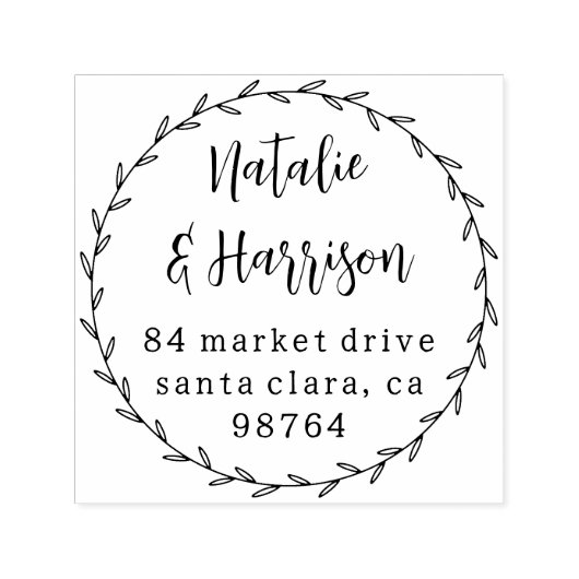 Rustieke Botanische Land krans Trouwadres Zelfinktende Stempel (Design)