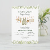 Rustieke botanische lokaal geteelde babyshower kaart (Staand voorkant)