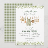Rustieke botanische lokaal geteelde babyshower kaart (Voorkant / Achterkant)