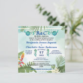 Rustieke botanische monogram aangepaste bruiloft kaart (Staand voorkant)