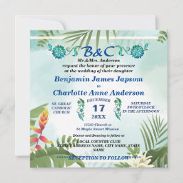 Rustieke botanische monogram aangepaste trouw kaart
