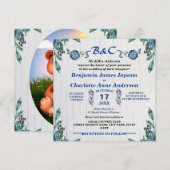 Rustieke botanische monogram aangepaste trouwdag kaart (Voorkant / Achterkant)