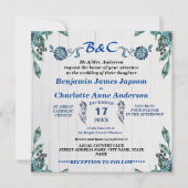 Rustieke botanische monogram aangepaste trouwdag kaart (Voorkant)