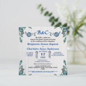 Rustieke Botanische Monogram Huwelijk Met Naam Kaart (Staand voorkant)