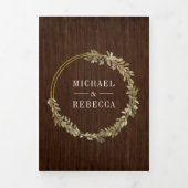 Rustieke Botanische Olijftak Schuur Houten Bruilof Drieluik Uitnodiging (Cover)