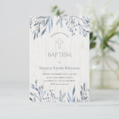 rustieke botanische ontwerp doopsel uitnodiging (Staand voorkant)