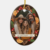 Rustieke Botanische Pinecones Pine Foto Keramisch Ornament (Voorkant)