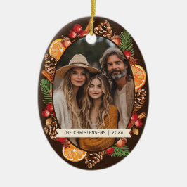 Rustieke Botanische Pinecones Pine Foto Keramisch Ornament