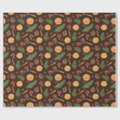 Rustieke Botanische Pinecones Pine Sinaasappel Pat Cadeaupapier (Vlak)