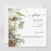 Rustieke Botanische Pinecones Trouwwebsite RSVP (Voorkant)