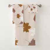 Rustieke Botanische Pompoen Spice Maple Leaf Patro Bad Handdoek (Insitu)