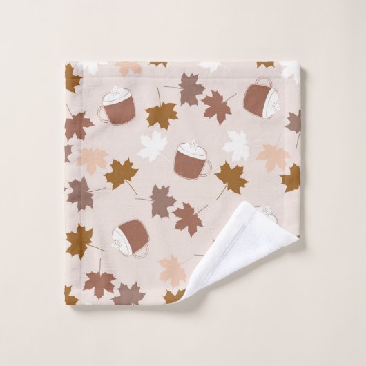 Rustieke Botanische Pompoen Spice Maple Leaf Patro Bad Handdoek (Wasdoekje)