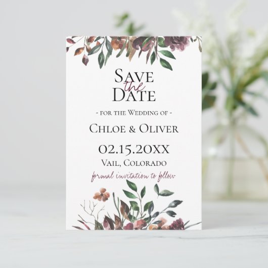 Rustieke Botanische Save The Date Aankondiging (Staand voorkant)