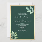 Rustieke Botanische Smaragdgroene Trouw Kaart (Voorkant)