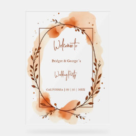 Rustieke Botanische terracotta bruiloft welkomstkr Acryl Bord