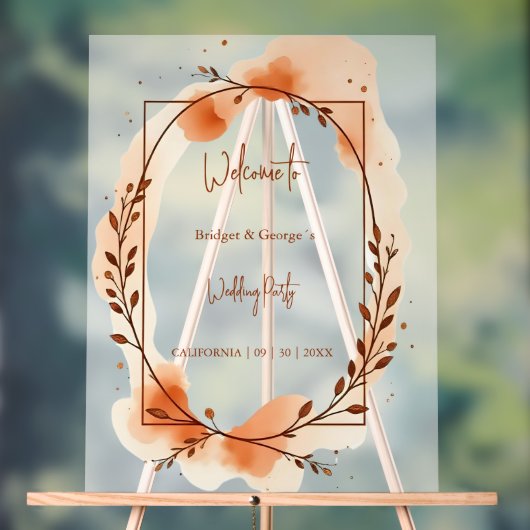 Rustieke Botanische terracotta bruiloft welkomstkr Acryl Bord (Neutraal)