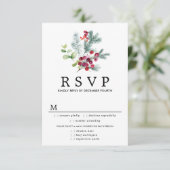 Rustieke Botanische Trouwen RSVP Kaart, Maaltijden (Staand voorkant)