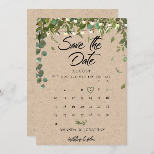 Rustieke Botanische Trouwkaart Save The Date Kaart (Voorkant / Achterkant)