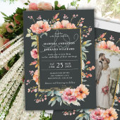 Rustieke Botanische Tuin Goud Lijst Foto Bruiloft Kaart