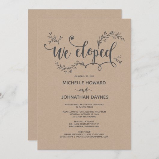 Rustieke & Botanische Uitnodiging Kaart (Voorkant / Achterkant)