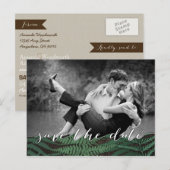 Rustieke Botanische Varen Foto Save the Date Cards Aankondigingskaart (Voorkant / Achterkant)