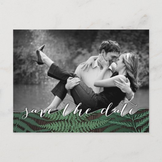 Rustieke Botanische Varen Foto Save the Date Cards Aankondigingskaart (Voorkant)