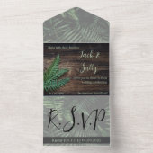 Rustieke botanische varens bruiloft all in one uitnodiging (Binnen)