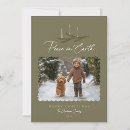 Rustieke Botanische Vrede op Aarde Script Foto Feestdagenkaart