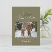 Rustieke Botanische Vrede op Aarde Script Foto Feestdagenkaart (Staand voorkant)