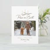 Rustieke Botanische Vrede op Aarde Script Foto Feestdagenkaart (Staand voorkant)